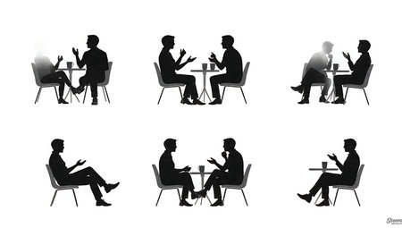 Black Solid Casual 'Just Chatting' Streamer Silhouettes isolated on plain white background.のイラスト素材