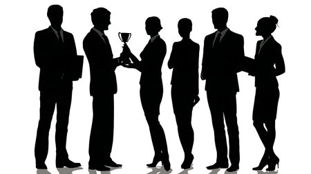 Broker Giving an Award to a Top Agent Silhouette Set isolated on plain white background.のイラスト素材