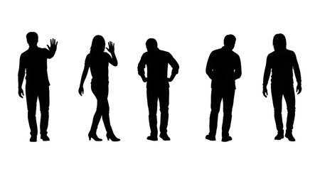 Person Rejecting an Advance in a Club Silhouette Pack isolated on plain white background.のイラスト素材