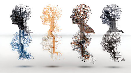 Abstract Algorithm Decision Tree Black Silhouette Set of Six isolated on plain white background.のイラスト素材
