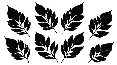 Abstract Composite Shape Made of Six Leaf Silhouettes isolated on plain white background.のイラスト素材