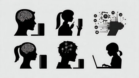 Federated Machine Learning Black Solid Silhouette Collection isolated on plain white background.