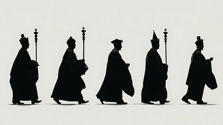 University Mace in Academic Procession Silhouette Icon isolated on plain white background.