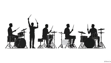Drummers Counting Off a Song with Sticks Silhouette Set isolated on plain white background.のイラスト素材