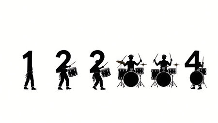 Drummers Counting Off a Song with Sticks Silhouette Set isolated on plain white background.のイラスト素材