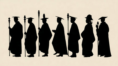 University Mace in Academic Procession Silhouette Icon isolated on plain white background.