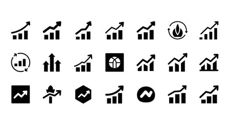 Abstract Growth Arrow Symbol Icon Set isolated on plain white background.のイラスト素材