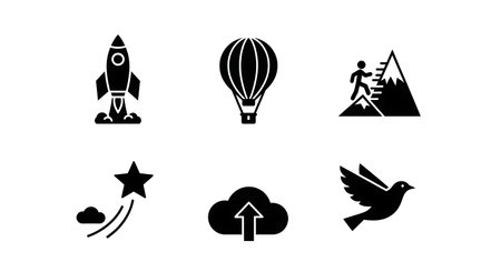 Aim for the Sky High Aspiration Icons isolated on plain white background.のイラスト素材