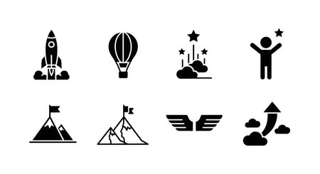 Aim for the Sky High Aspiration Icons isolated on plain white background.のイラスト素材