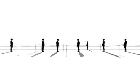 Fencing Piste in One-Point Perspective Silhouette Set of Six isolated on plain white background.