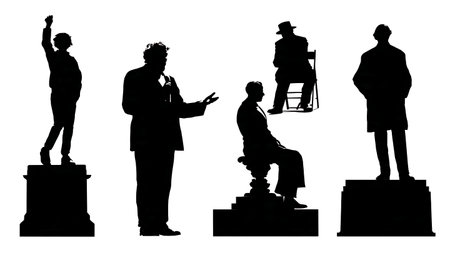 The Life Cycle of a Politician Silhouette Set of Six isolated on plain white background.のイラスト素材