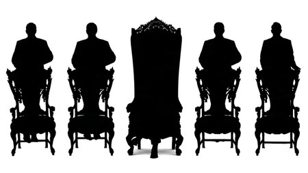 Politician on a Throne of Power Silhouette Set of Six isolated on plain white background.のイラスト素材