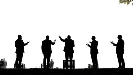 Politician on a Soapbox Silhouette Set of Six isolated on plain white background.