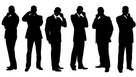 Secret Service Agent Protecting Politician Silhouette Set of Six isolated on plain white background.のイラスト素材