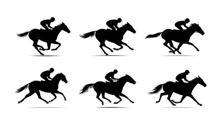 Arabian Endurance Racing Silhouettes Set isolated on plain white background.のイラスト素材