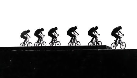 Urban BMX Pedal Grind Silhouettes Pack isolated on plain white background.のイラスト素材
