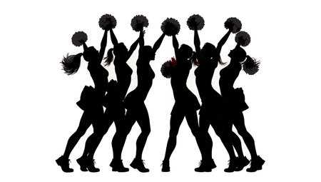 Wolf Wall Team Stunt Cheerleader Silhouettes Set of Six isolated on plain white background.のイラスト素材