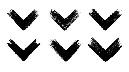 Simple Hand-Drawn Chevron Arrow Silhouettes isolated on plain white background.のイラスト素材