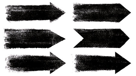 Chalk-Style Hand-Drawn Arrow Silhouettes for Education isolated on plain white background.のイラスト素材