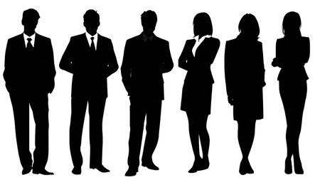 Airport Administrative Office Staff Silhouettes Collection isolated on plain white background.のイラスト素材