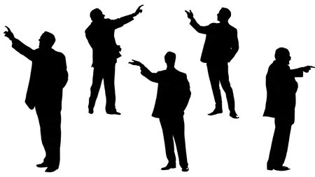 Fast-Talking Auctioneer Public Speaking Silhouettes Set isolated on plain white background.のイラスト素材