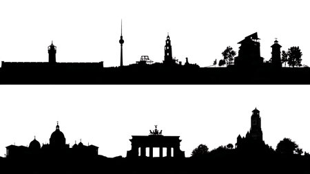 Controversial and Historic Landmark Silhouettes isolated on plain white background.のイラスト素材
