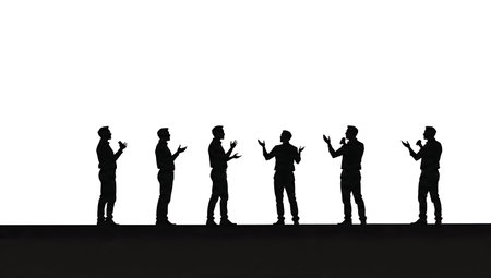 Lightning Talk Speaker Presenting Against a Timer Silhouettes isolated on plain white background.