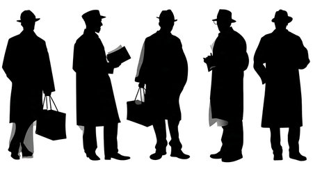 Black Solid Pharmacist Prescription Bag Silhouettes Set of Six on White Background isolated on plain white background.のイラスト素材