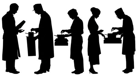 Black Solid Pharmacist Pill Sorter Silhouettes Set of Six on White Background isolated on plain white background.のイラスト素材