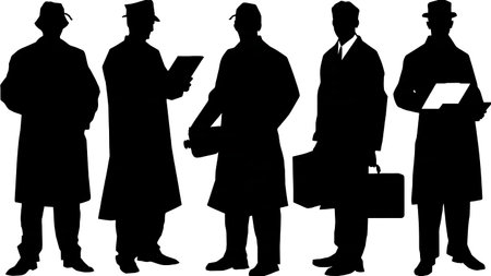 Black Solid Pharmacist Prescription Bag Silhouettes Set of Six on White Background isolated on plain white background.のイラスト素材