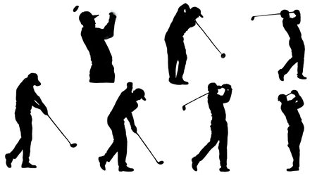 Collection of Six Black Solid Wedge Swing Finish isolated on plain white background.のイラスト素材