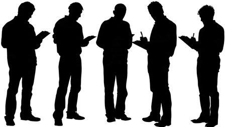 Black Solid Architect Clipboard Silhouettes Set of Six on White Background isolated on plain white background.のイラスト素材