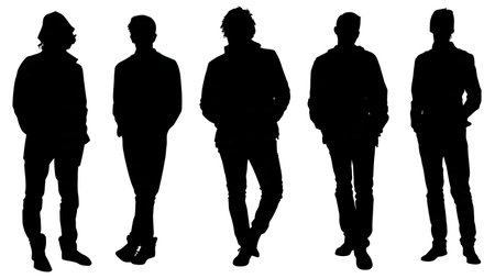 Black Solid Choir Hands Pocket Silhouettes Set of Six on White Background isolated on plain white background.のイラスト素材