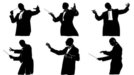 Black Solid Conductor Shaping Silhouettes Set of Six on White Background isolated on plain white background.のイラスト素材
