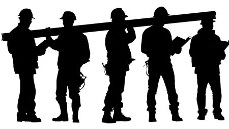 Black Solid Engineer Rebar Silhouettes Set of Six on White Background isolated on plain white background.のイラスト素材