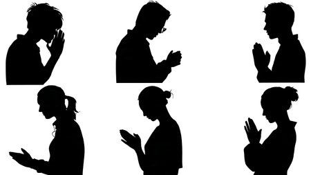 Black Solid Gamer Warming Hands Silhouettes Set of Six on White Background isolated on plain white background.のイラスト素材