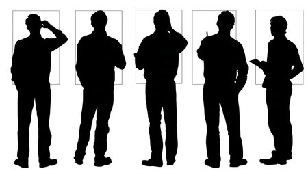 Black Solid Painter Color Chart Silhouettes Set of Six on White Background isolated on plain white background.のイラスト素材