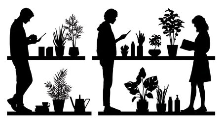 Black Solid Blogger Styling Shelf Silhouettes Set of Six on White Background isolated on plain white background.のイラスト素材