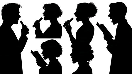 Black Solid Choir Pitch Pipe Silhouettes Set of Six on White Background isolated on plain white background.のイラスト素材