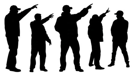 Black Solid DOP Silhouettes Set of Six on White Background isolated on plain white background.のイラスト素材