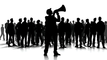 Black Solid Director Crowd Control Silhouettes Set of Six on White Background isolated on plain white background.のイラスト素材