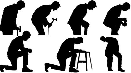 Black Solid Doctor Reflex Test Silhouettes Set of Six on White Background isolated on plain white background.のイラスト素材