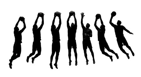 Goalkeeper Catching High Cross Aerial Silhouettes Set isolated on plain white background.