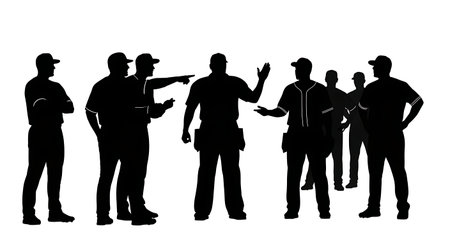 Black Solid Tennis Player Arguing Silhouettes Set of Six on White Background isolated on plain white background.のイラスト素材