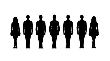 Black Solid Irish Step Dance Silhouettes Set of Six on White Background isolated on plain white background.のイラスト素材