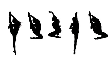 Black Solid Leg Thread Footwork Silhouettes Set of Six isolated on plain white background.のイラスト素材