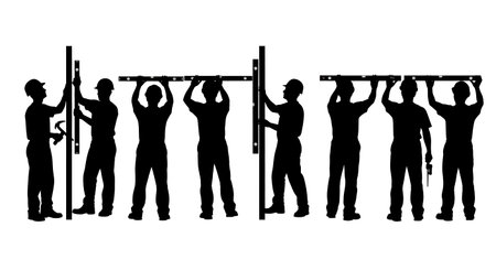 Black Solid Spirit Level Check Silhouettes Set of Six on White Background isolated on plain white background.のイラスト素材