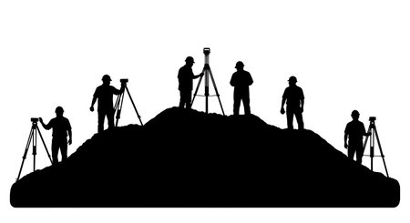 Black Solid Surveyor Dirt Pile Silhouettes Set of Six on White Background isolated on plain white background.のイラスト素材