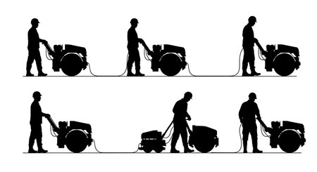Black Solid Trench Roller Remote Silhouettes Set of Six on White Background isolated on plain white background.のイラスト素材