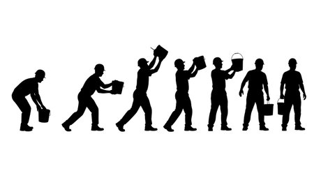 Black Solid Masons Bucket Chain Silhouettes Set of Six on White Background isolated on plain white background.のイラスト素材